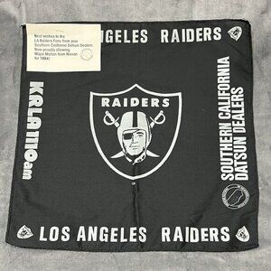 Vintage Los Angeles Raiders Mini 14" Bandana Datsun Dealership 80s KRLA Radio‎